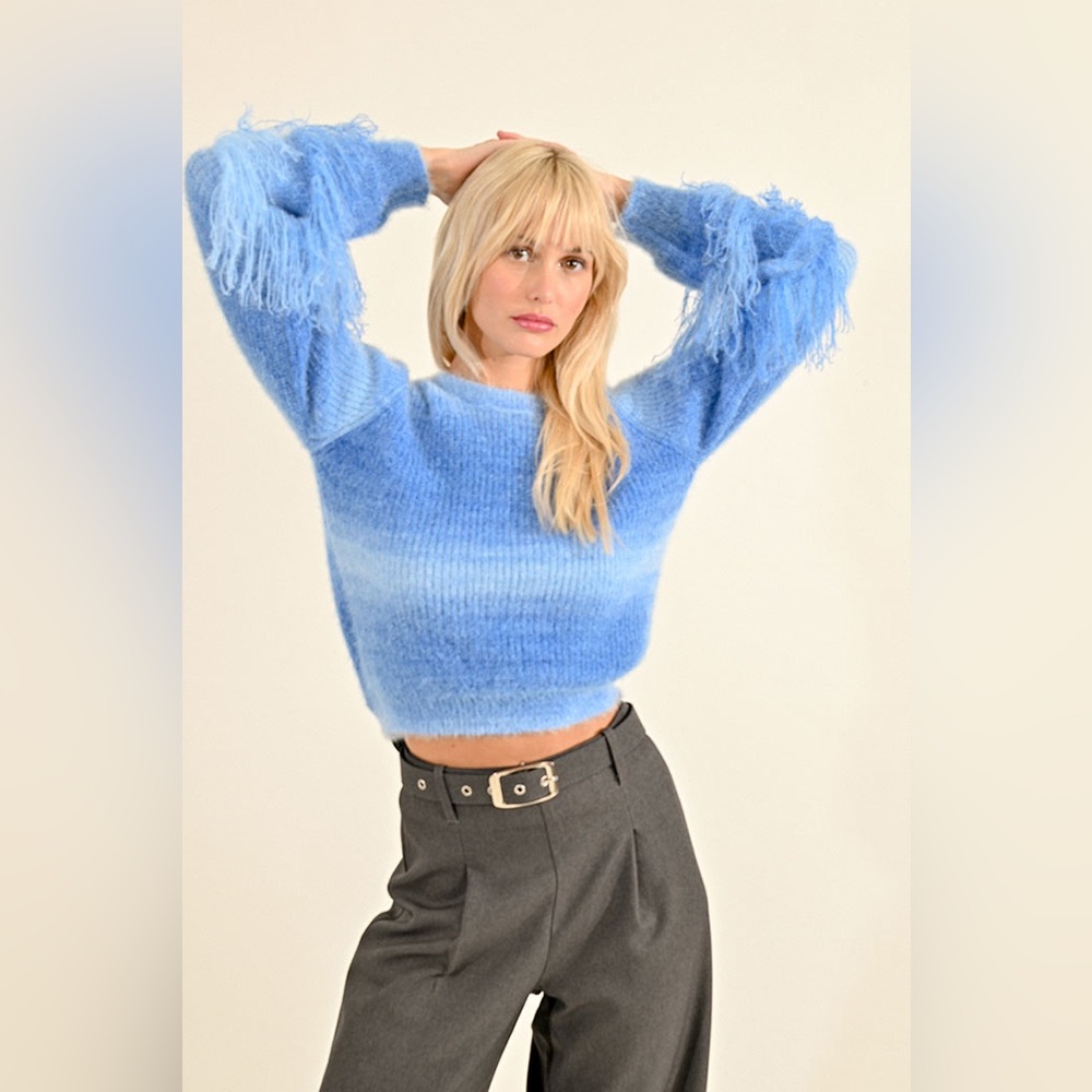LILI SIDONIO Blue Knitted Sweater Size Large - Picture 5 of 6